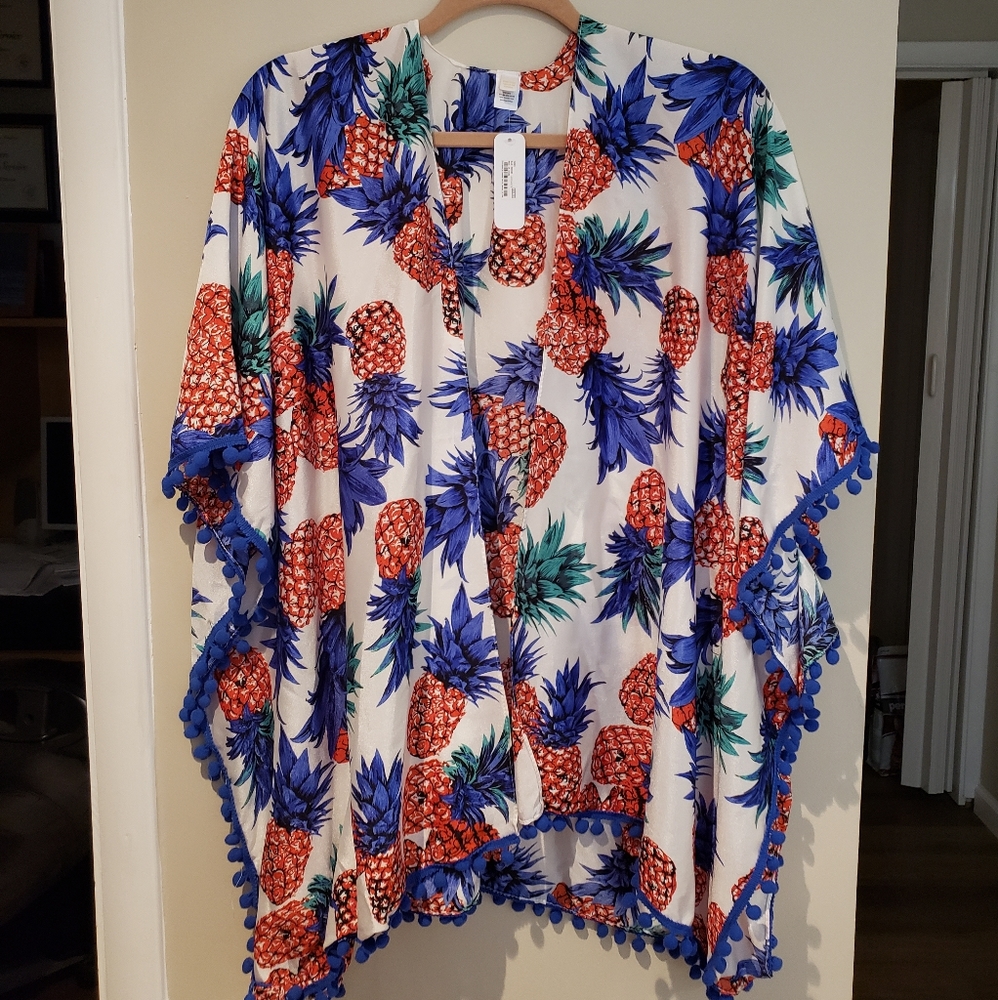 NWT Pineapple Tropical Kimono Style Cardigan
